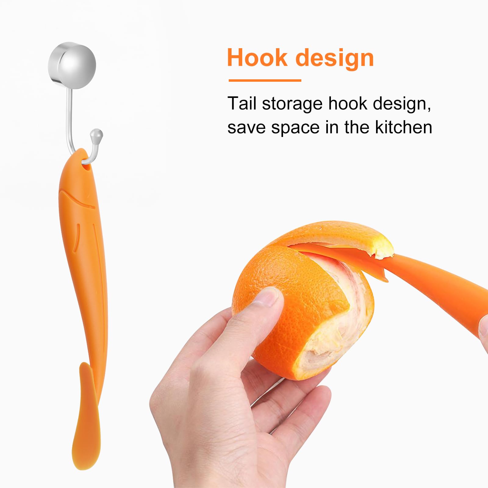 Soft Home Lot de 4 éplucheurs d'oranges en plastique de qualité supérieure pour citron, agrumes, légumes et fruits (orange à long manche, lot de 2) (orange Soft Home Lot de 4 éplucheurs d'oranges en plastique de qualité supérieure pour citron, agrumes, légumes et fruits (orange à long manche, lot de 2) (orange