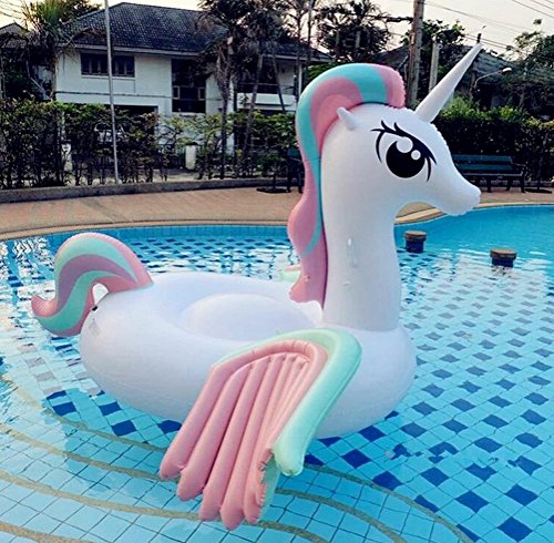 Maison Jardin Casa jardín 36013 Baby unicornio gran flotador hinchable para fiestas de piscina juguete hinchable de verano juguete fiestas piscina Talla: 265 * 120 * 120, blanco, 265×120×120cm