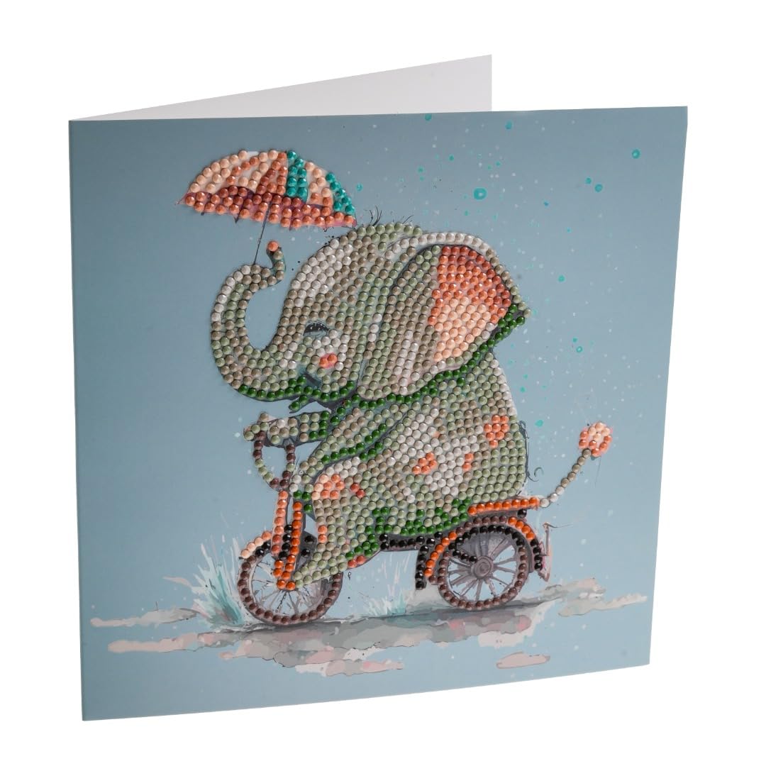 Craft Buddy Green Crystal Art Elephant 18X18cm Card