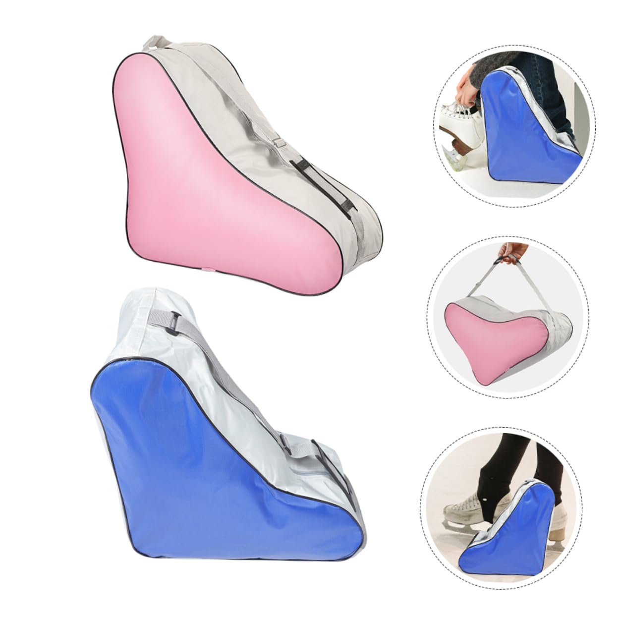Kisangel Borsa Pattini Ghiaccio Triangolare 2 Pezzi Blu Rosa