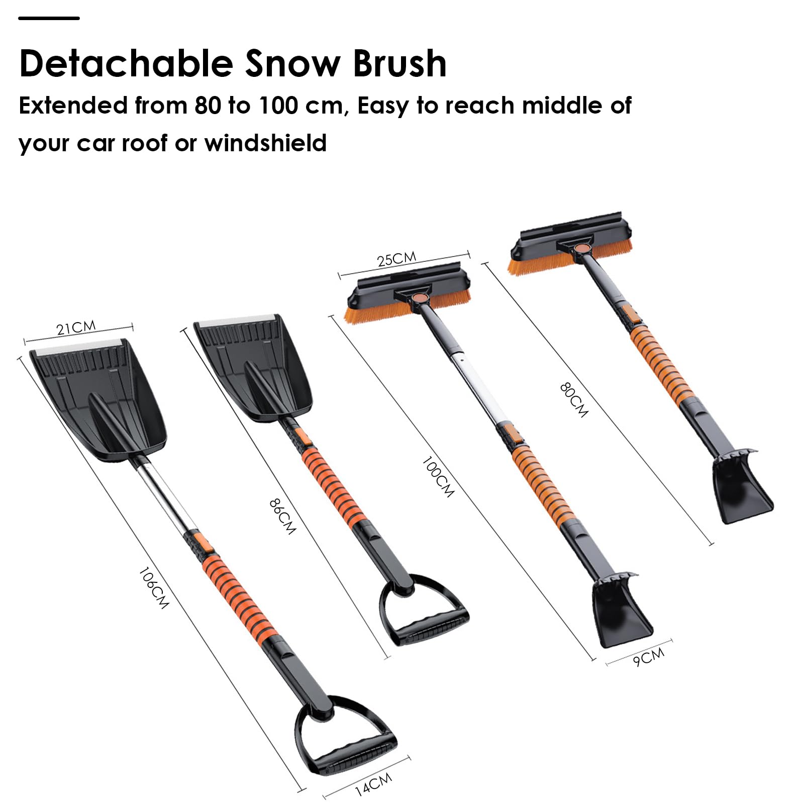 AIOMEST 5 in 1 Car Snow Kit w/Ice Scrapers for Car Windshield, 9