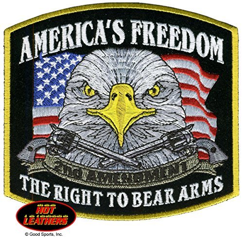 AMERICA'S FREEDOM SECOND AMENDMENT, Embroidered Iron-On/Saw-On Rayon PATCH - 5" x 4"