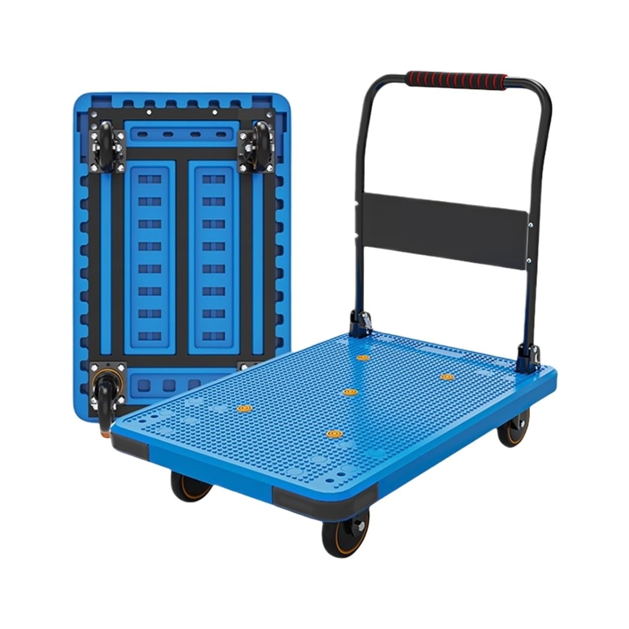 Hand Truck Folding Mobile Platform Trolley Reinforced With Swivel Wheels Platform Trolley
