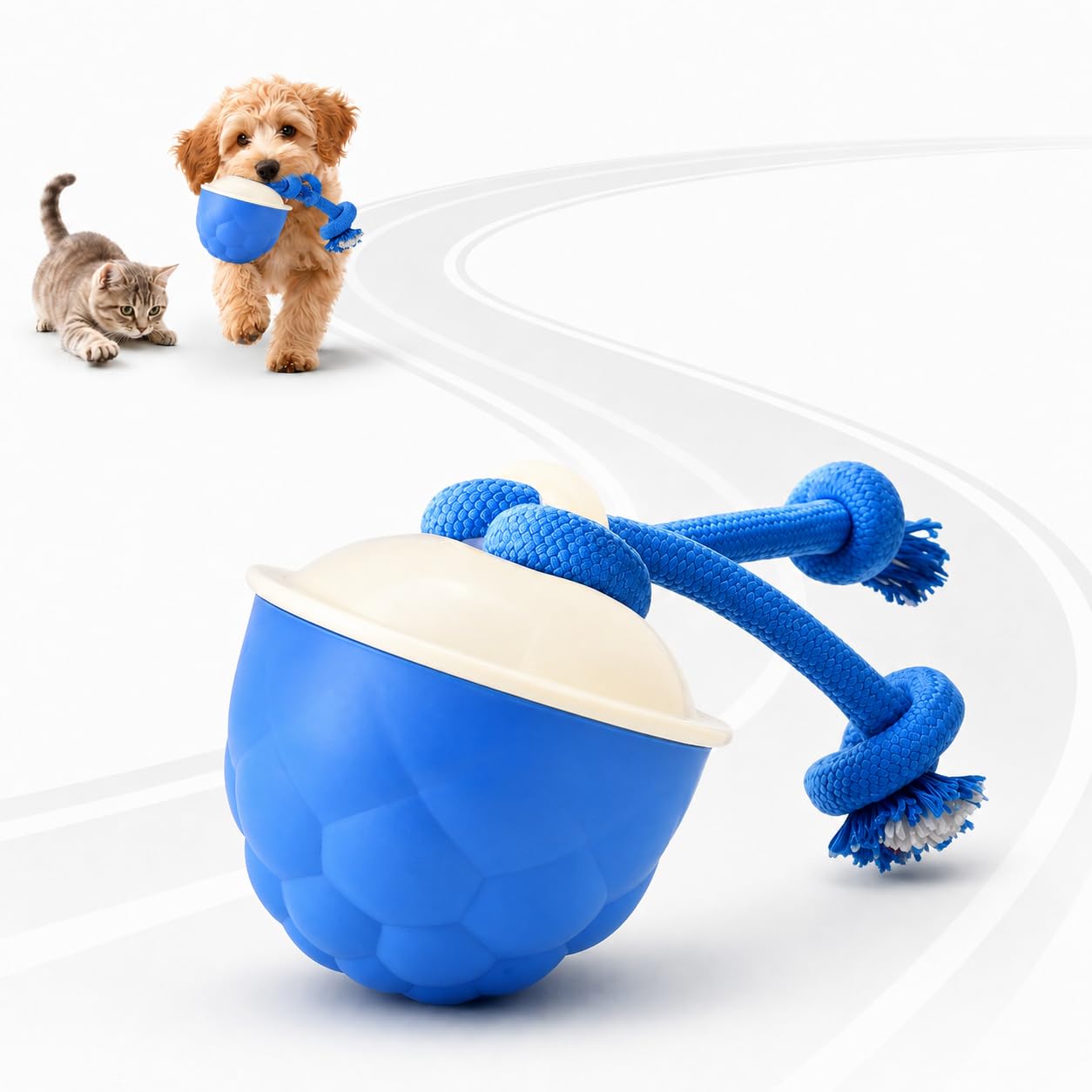 Interactive Dog Toys Smart Moving Ball with Tail – Chase Buddy Dog Toy, Interactive Moving Dog Toy with 3 Modes, Rechargeable Moving Dogs Ball for Boredom Relief, interactive toys for dogs Blue