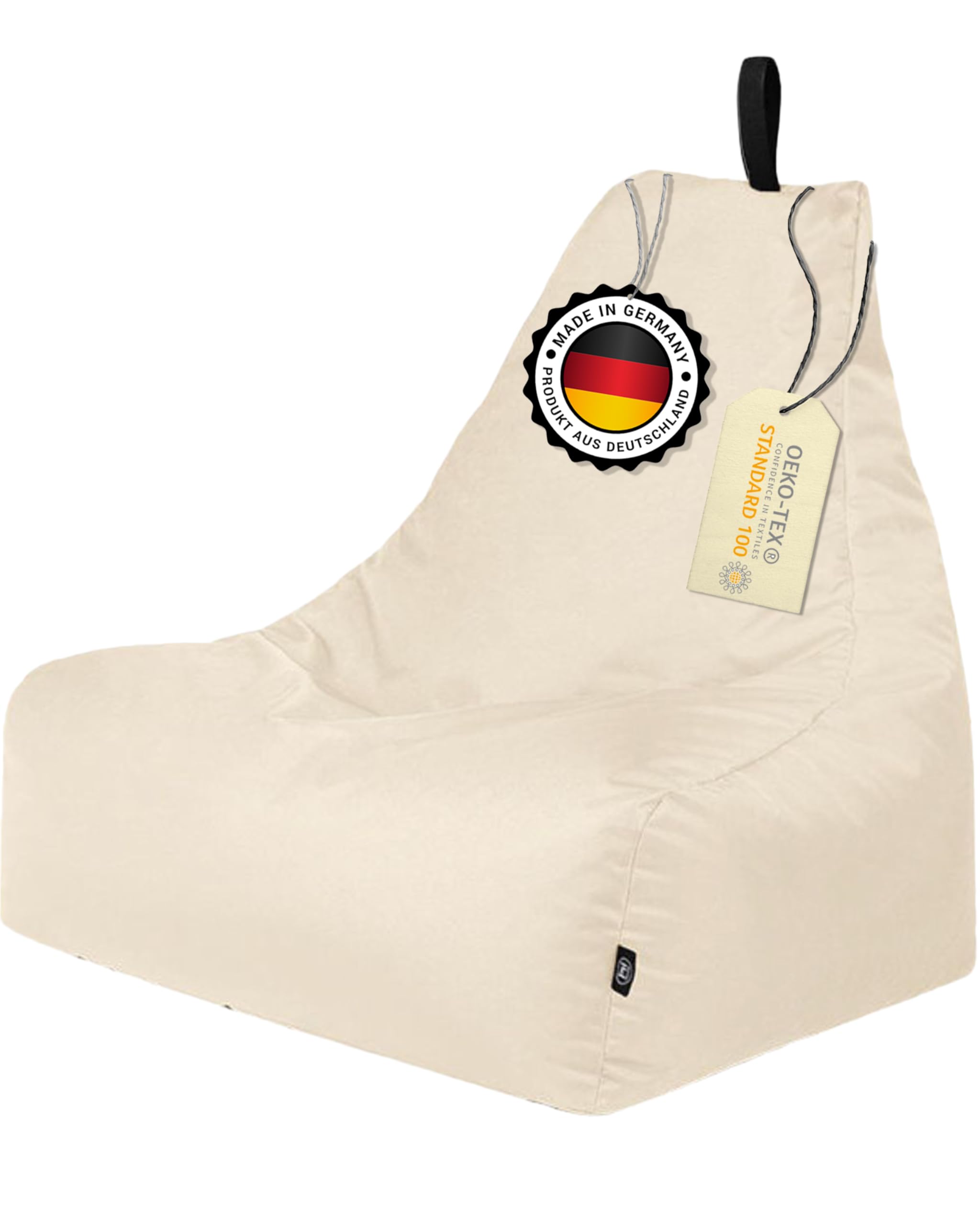 PATCH HOME Patchhome Lounge fotel XXL dla graczy, worek do siedzenia i relaksu, nadaje się do użytku wewnątrz i na zewnątrz, fabrycznie wypełniony, rozmiar XXL, kremowy, w 2 rozmiarach i 25 kolorach
