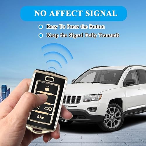 Miniatura 9 de MILD EAST Funda para llavero de Jeep con llavero, protección de 5 botones, apta para Jeep  Grand Cherokee  Wagoneer  Grand Cherokee L  2021 2022