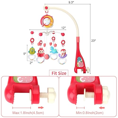 Miniatura 7 de Mini Tudou Juguetes musicales para cuna móvil para bebés con proyector y luz, función de temporizador, cuna móvil con control remoto con caja de