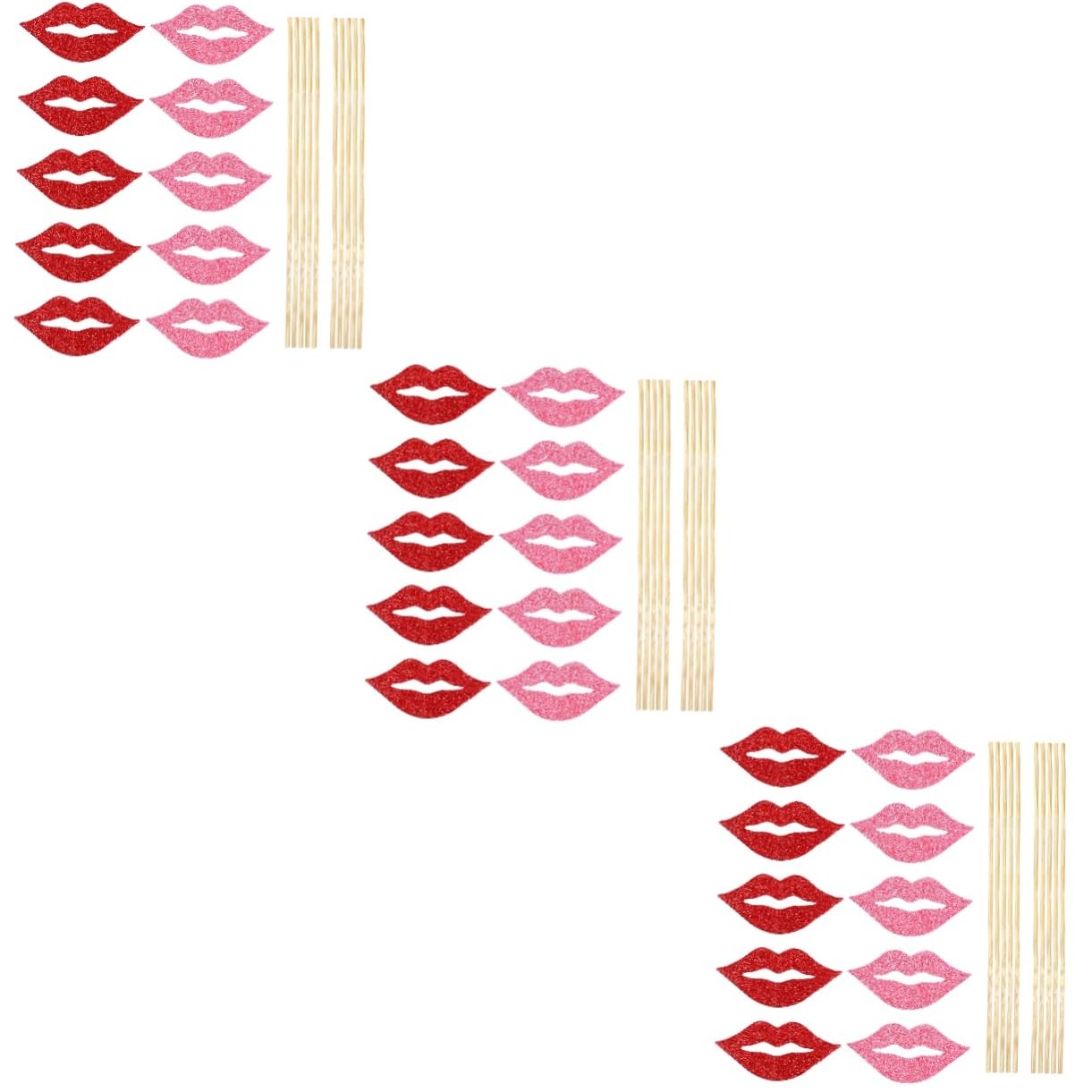 3 Sätze Teiliges Party Fotorequisiten Rote Lippen Handheld Fotobooth Props Für Hochzeit Geburtstag Lustige Dekoration Für Festliche Feiern 40 Stück * 3