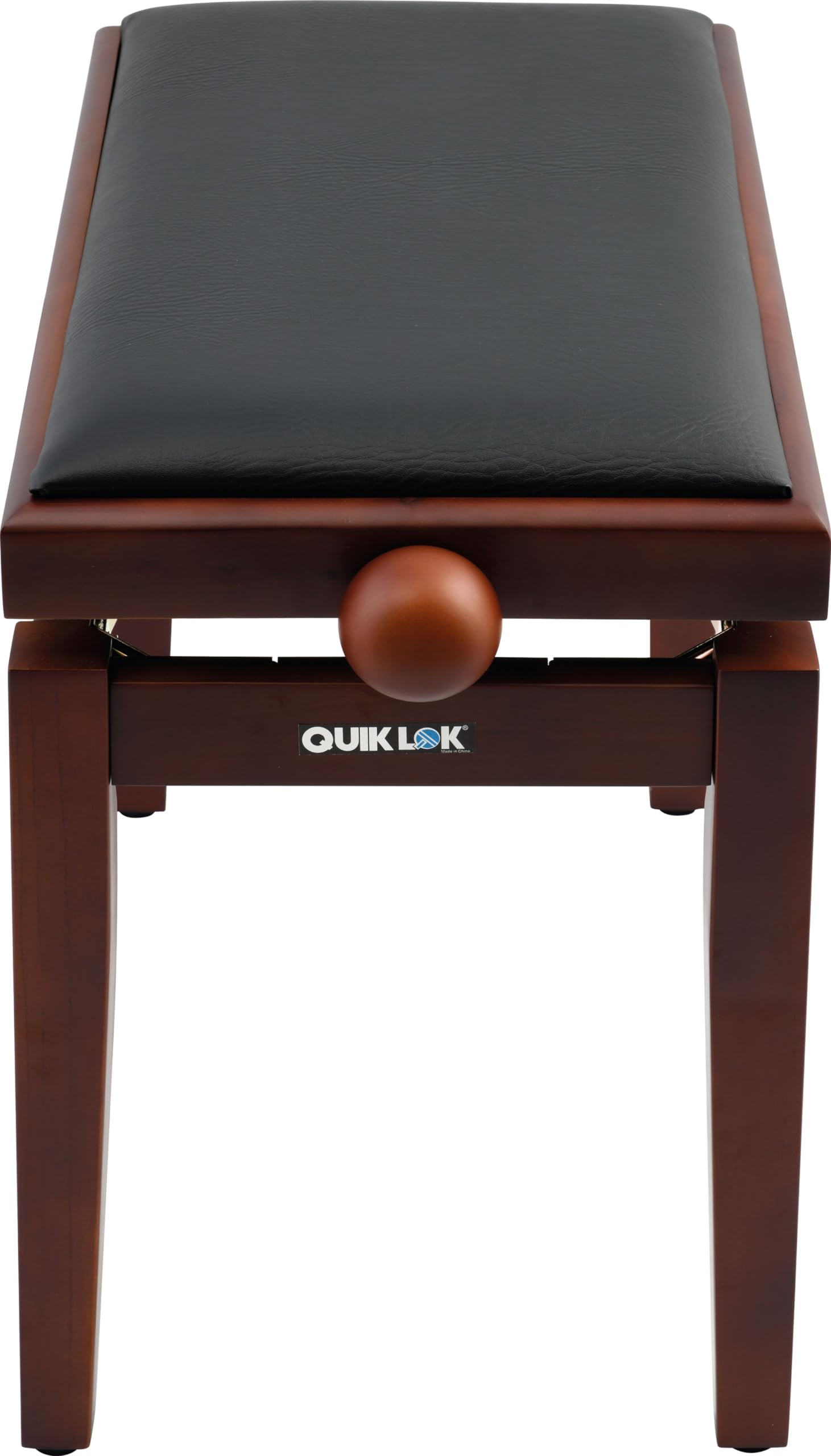 QUIK LOK - PB/100 WN S PANCA IN LEGNO PER PIANOFORTE, Con Seduta in Sky Nero, Rivestimento Durevole, Altezza Regolabile da 48 a 57 cm, Versione in Finitura Noce Satinato
