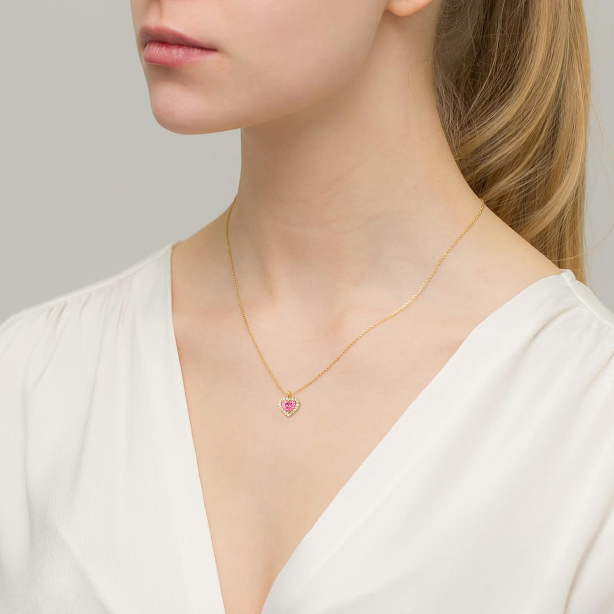 Sakrami Parure Donna Ragazza Argento 925 Dorato Cuore Rosa e Pavé di Zirconi – Collana e Orecchini Coordinati – Scatola Con Dedica Incisa – Idea per Anniversario San Valentino Comunione
