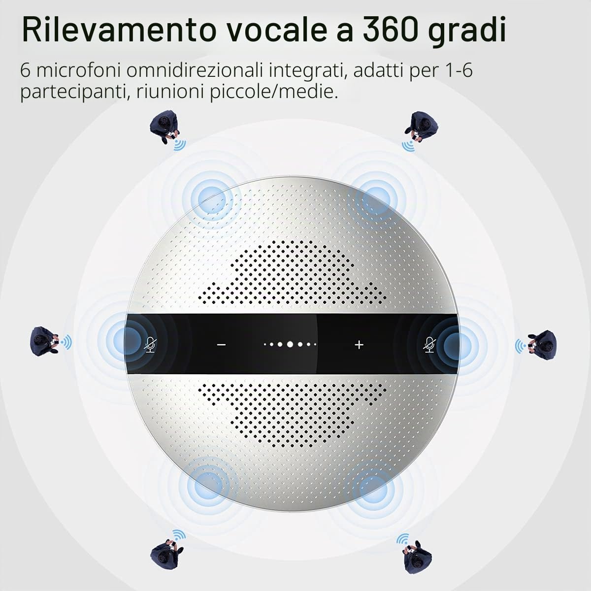 Altoparlante per conferenze USB con microfono, altoparlante per conferenza Plug and Play per computer, riduzione del rumore, microfono per conferenza con presa vocale omnidirezionale