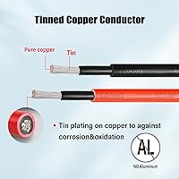 Vista 5 de Cable de extensión solar de 10 AWG de 3 pies negro + 3 pies rojo, cable de panel solar de calibre 10 macho a hembra, alambre de cobre estañado