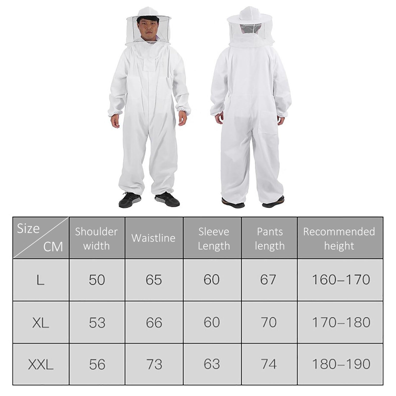Traje de apicultor Profesional Traje de apicultura con protección completa contra picaduras y sombrero redondo. Suministros for hombres(XL)