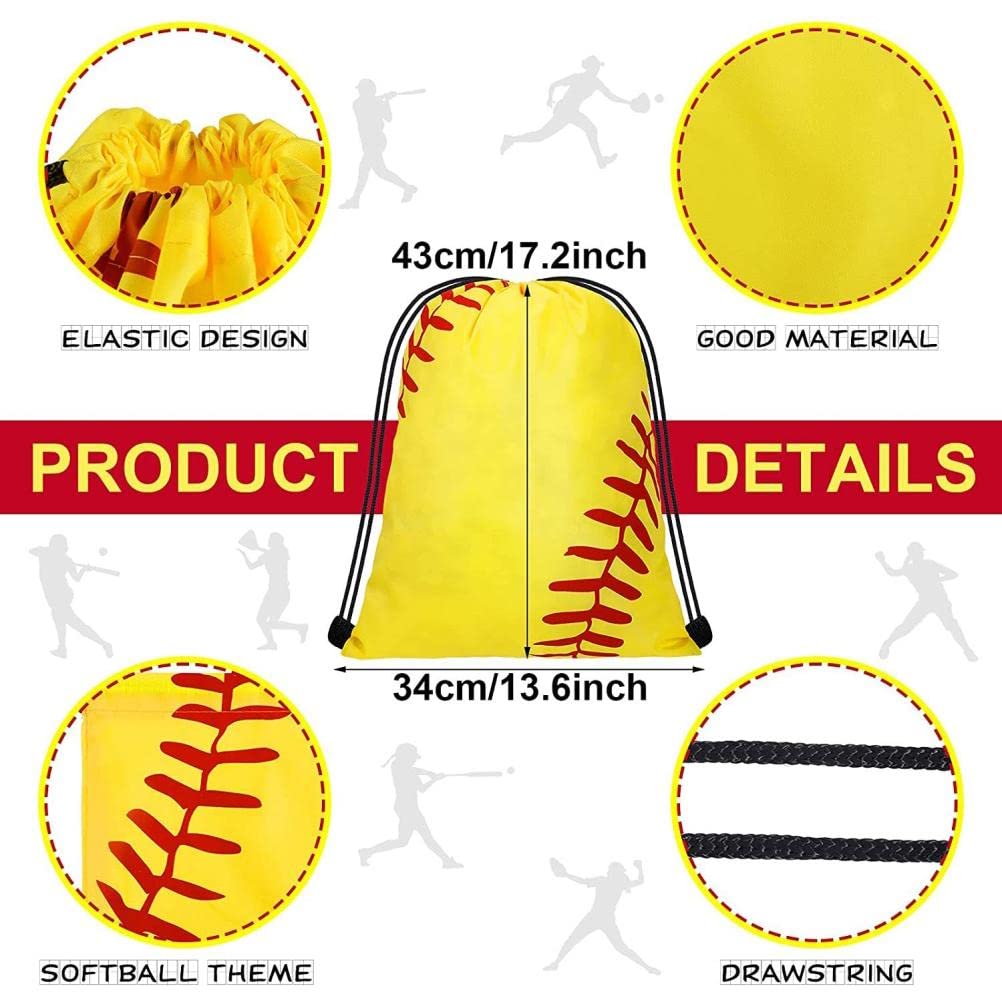 Borse da softball con coulisse, confezione da 25 zaini sportivi in poliestere, per squadra, palestra, viaggi, 43 x 34 cm, giallo per uomini e donne (giallo)