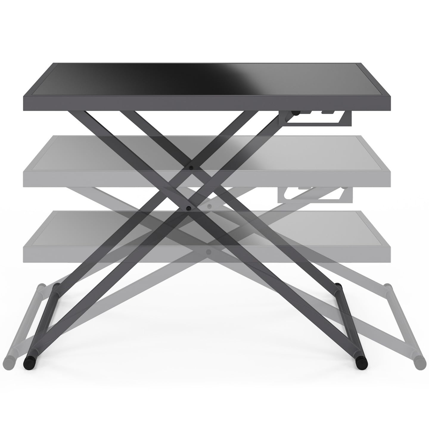 IDMarket – Mesa de jardín elevable rectangular 100 cm Olie en metal gris antracita y tablero gris