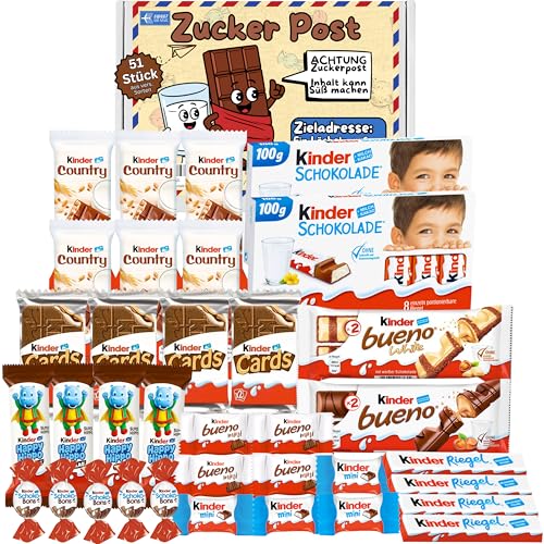 Ferrero Kinder Schokolade Geschenk-Box - Süßigkeiten Mix - Party-Mix - Süßigkeiten Großpackungen von Kinderschokolade (1x718g)