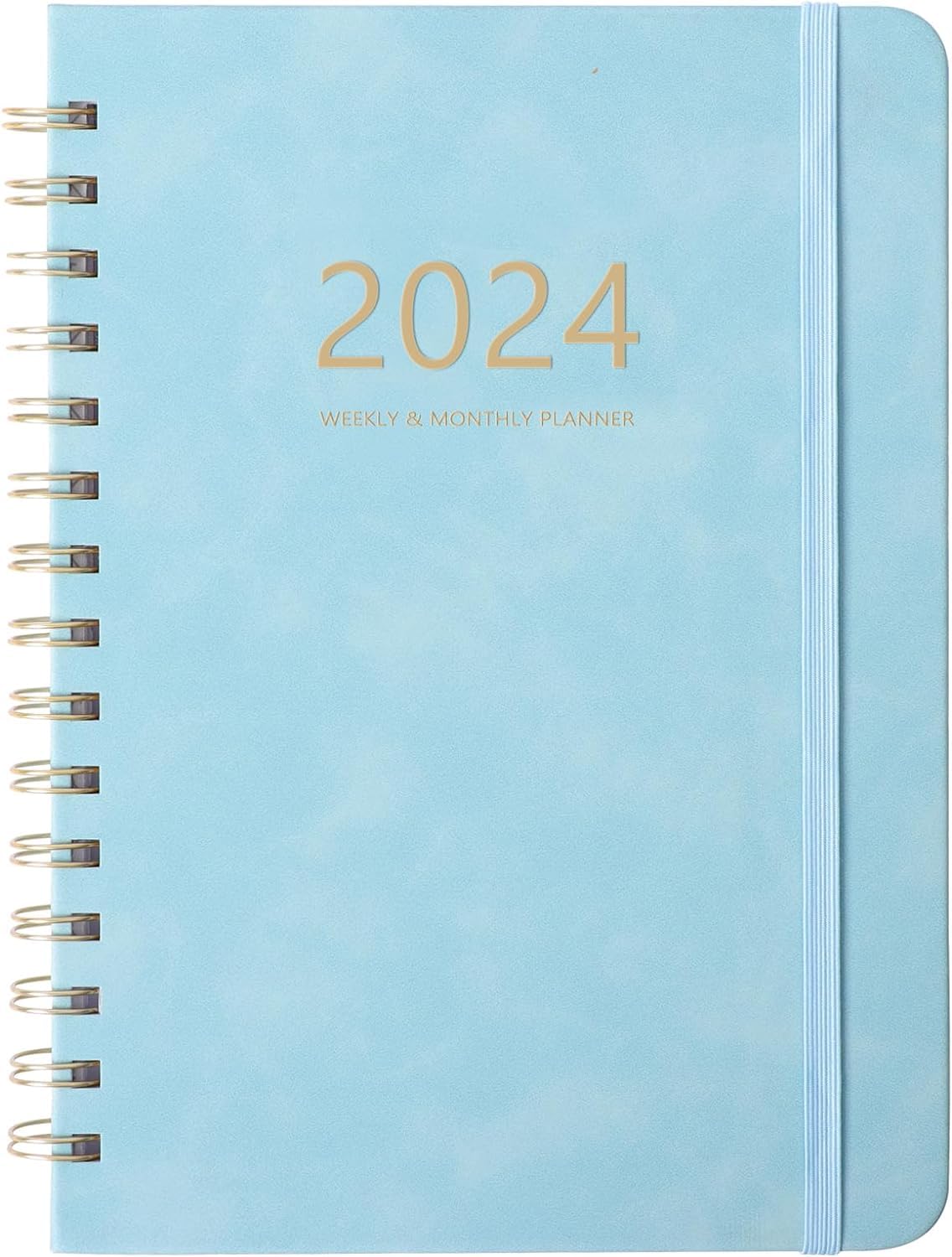 Gipoowaa 2024 Weekly and Monthly Planner, 6.4"x8.5", Daily Planner Calendar Planner, Premium Thick Pages, Twin-Wire Binding, with Coated Tabs, Pocket Folder, Faux Leather Cover Yearly Agenda