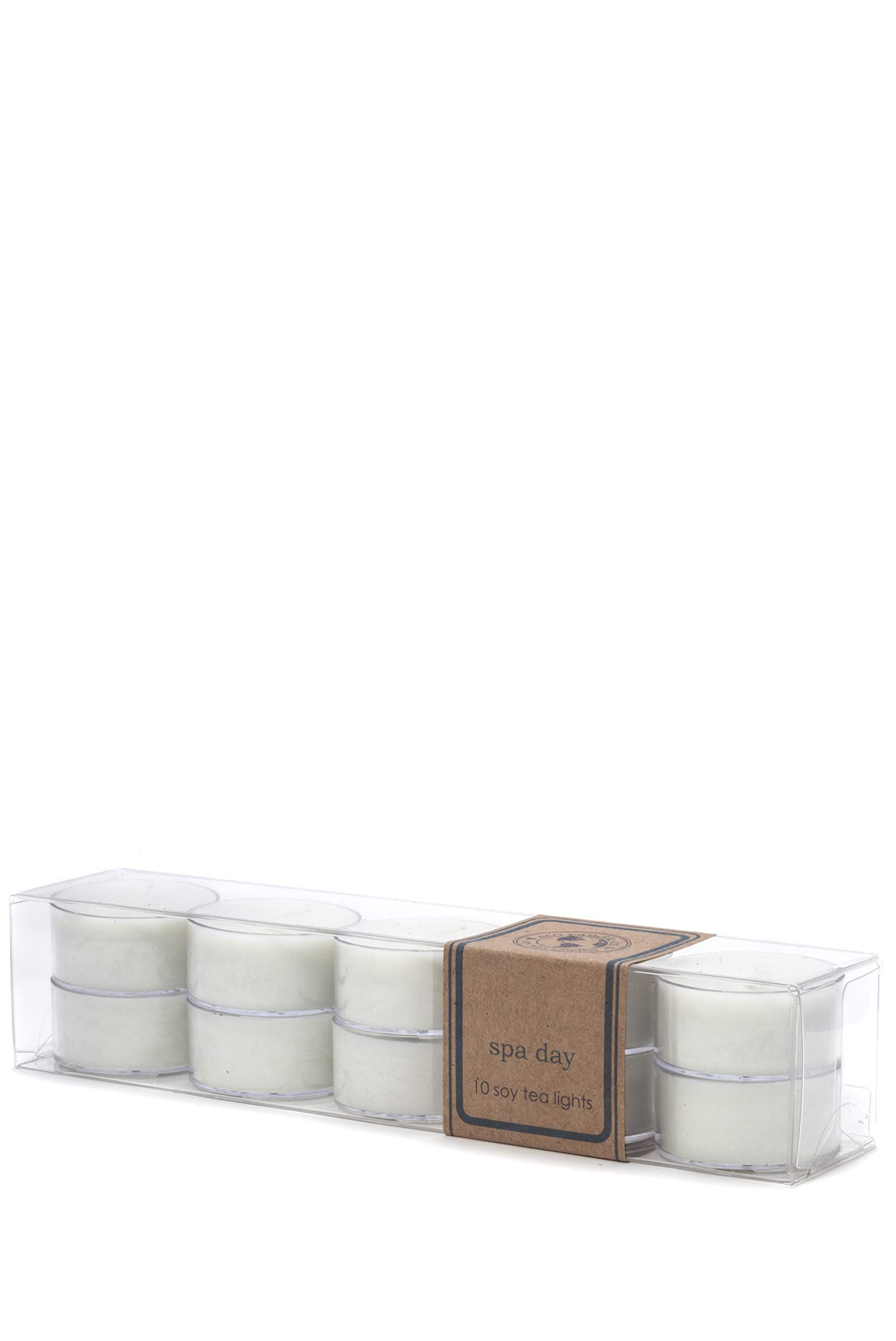 Eco Candle Co. Tea Light Candles, Spa Day, 10-Pack - Scents of Flowers, Musk, Melon, Citrus, & Ocean Air - Recyclable Plastic Cups, 100% Soy Wax, No Lead, Hand Poured, Midwest Soybeans.6 oz. Each
