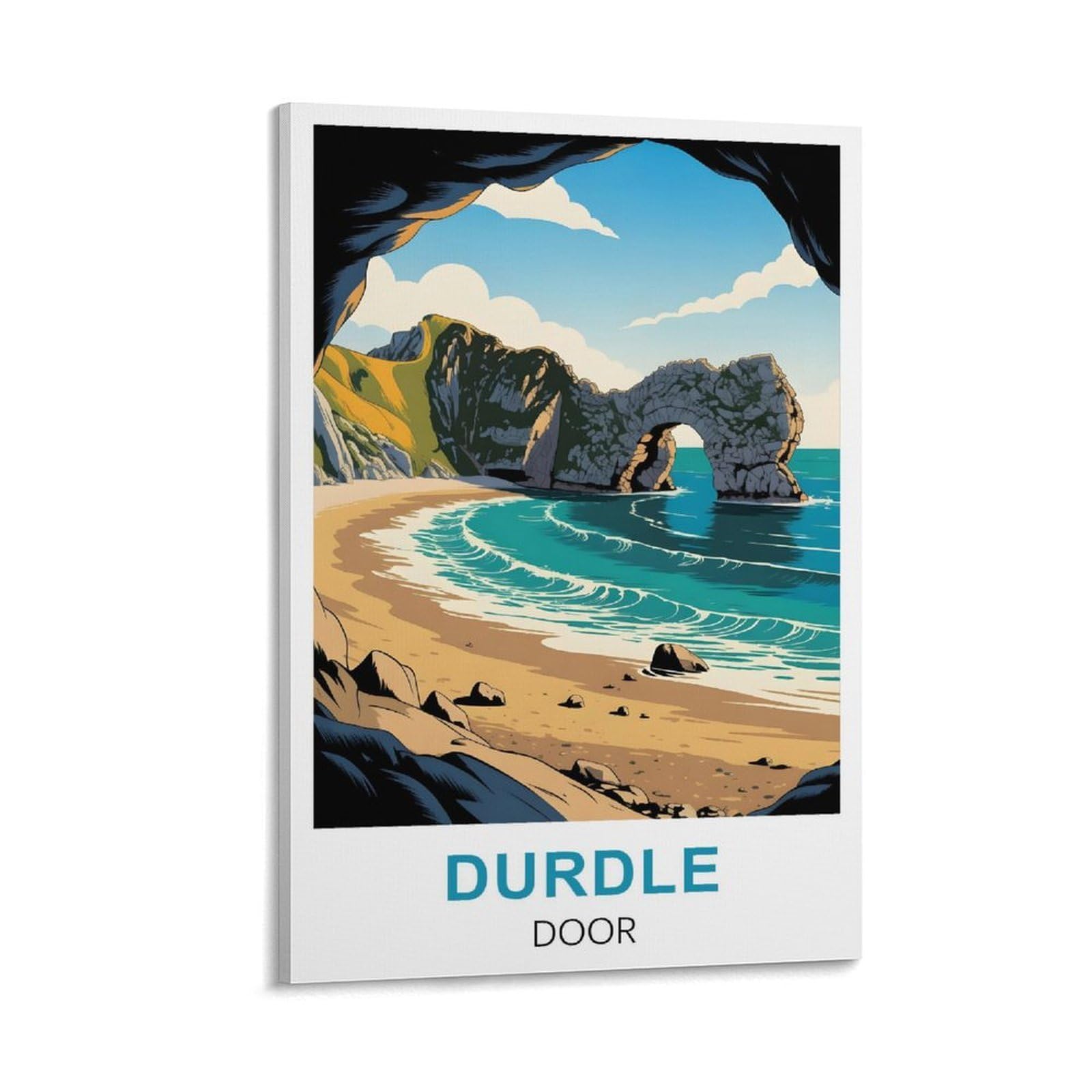 Cnaheiz Frame-Style Durdle Door Dorset Vintage Travel Poster 12X18inch(30X45cm) Canvas Wall Art Print Painting For Wall Decor Living Room Bedroom
