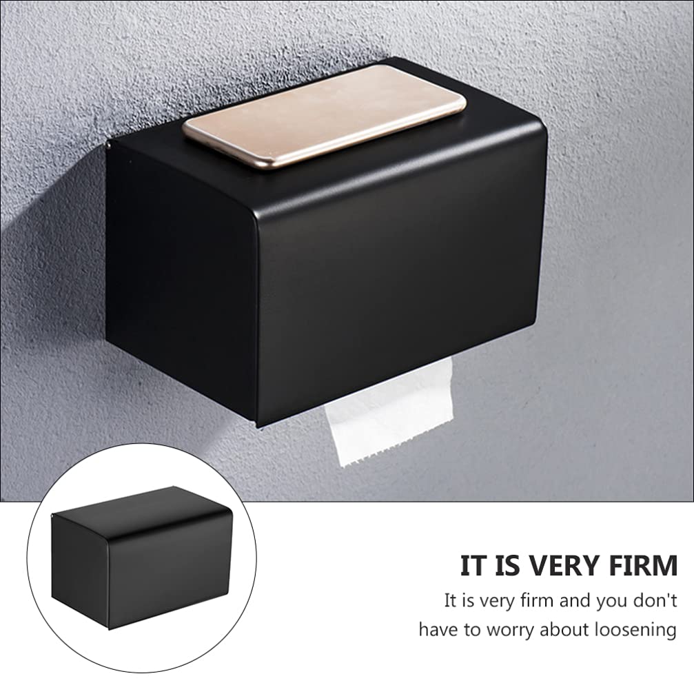 Cabilock Porta Fazzoletti Design Salvaspazio da Parete in Acciaio Inossidabile Nero Resistente alla Ruggine e Contenitore per Bagno