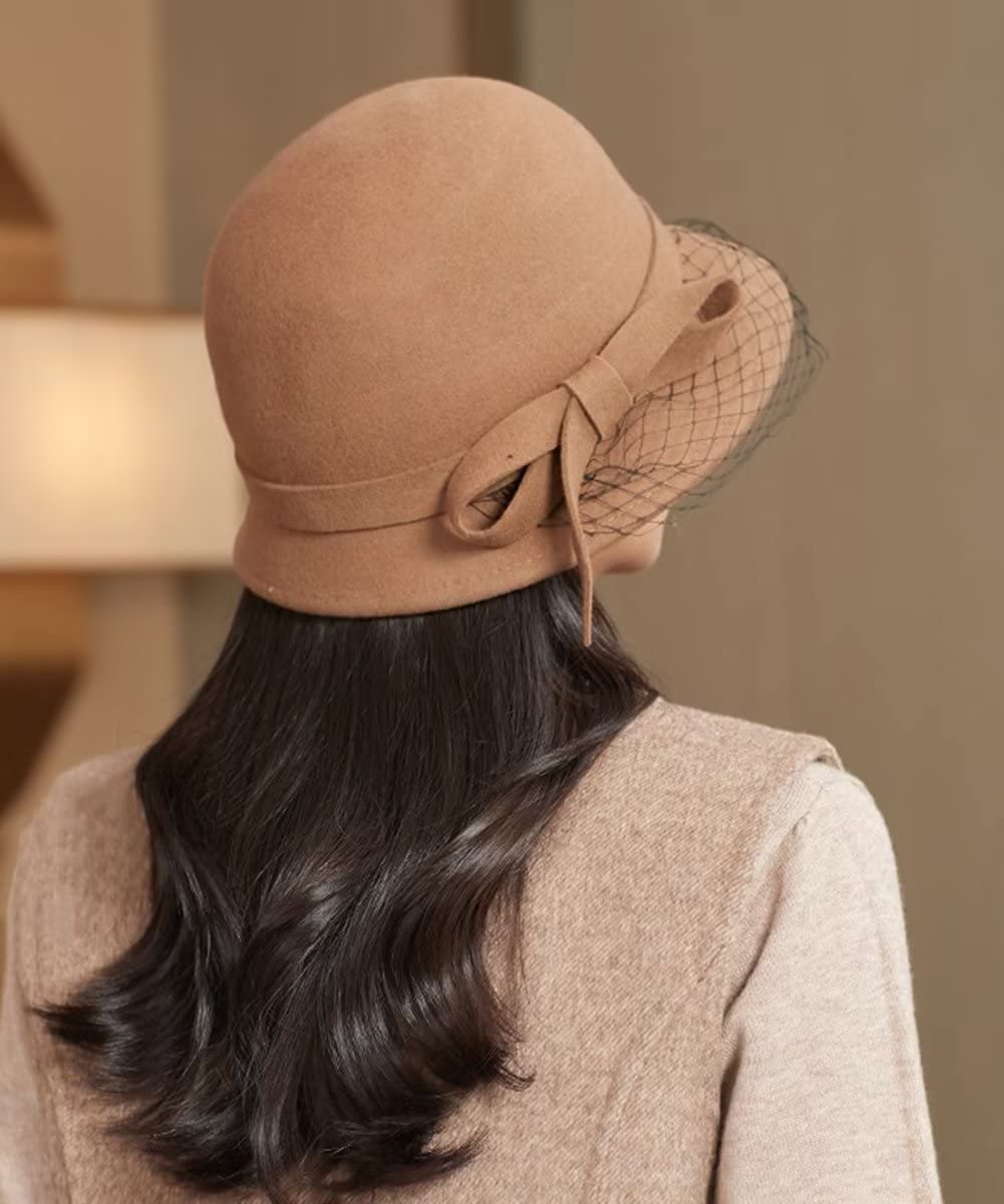 Fedora Cappello Elegante per Le Donne, 1920s Retro Berretto Cloche, Vintage,Cappello Chiesa da Festa di Nozze