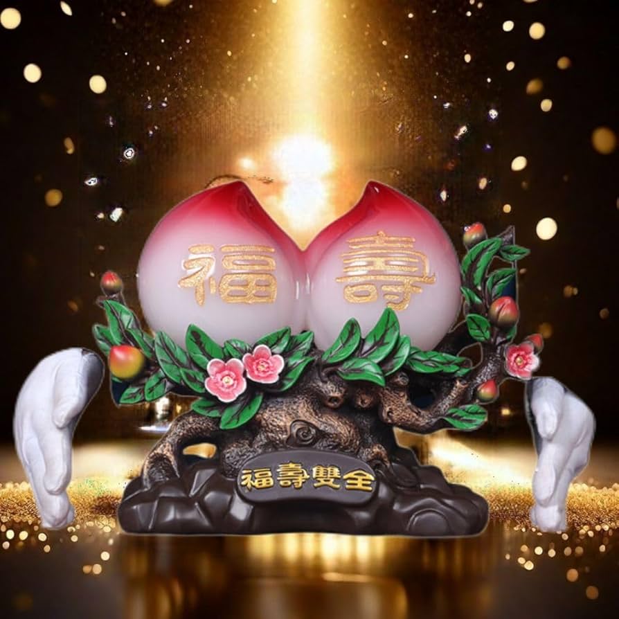 Amazon.com: enttgo 大号福寿双全寿桃摆件创意礼品Gift Good Luck
