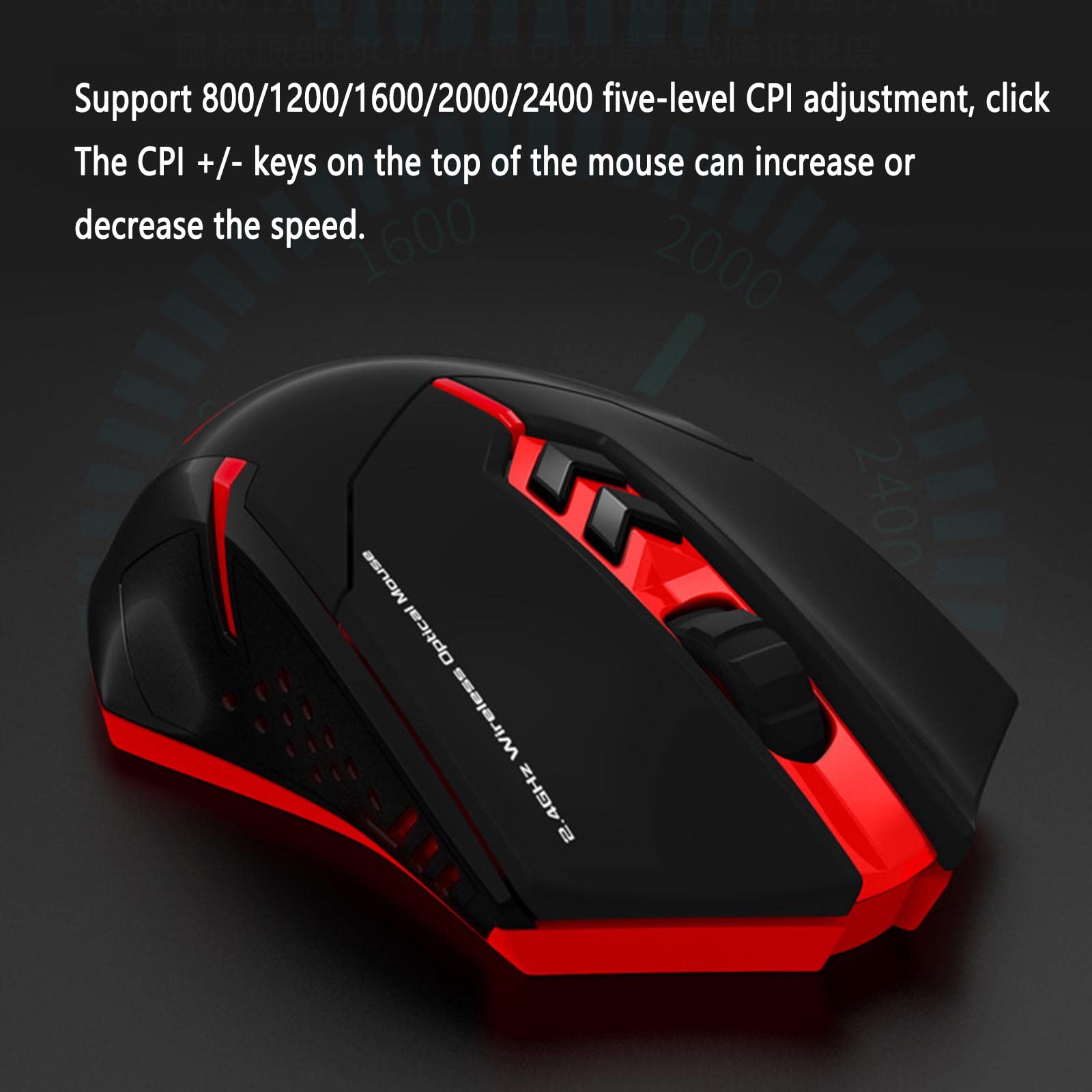 Mysz Mysz bezprzewodowa Mysz komputerowa do laptopa USB do gier Ergonomiczna mysz Urządzenie wskazujące Cichy fotoelektryczny USB 2,4 GHz Dwukierunkowa transmisja Ergonomia(Schwarz)
