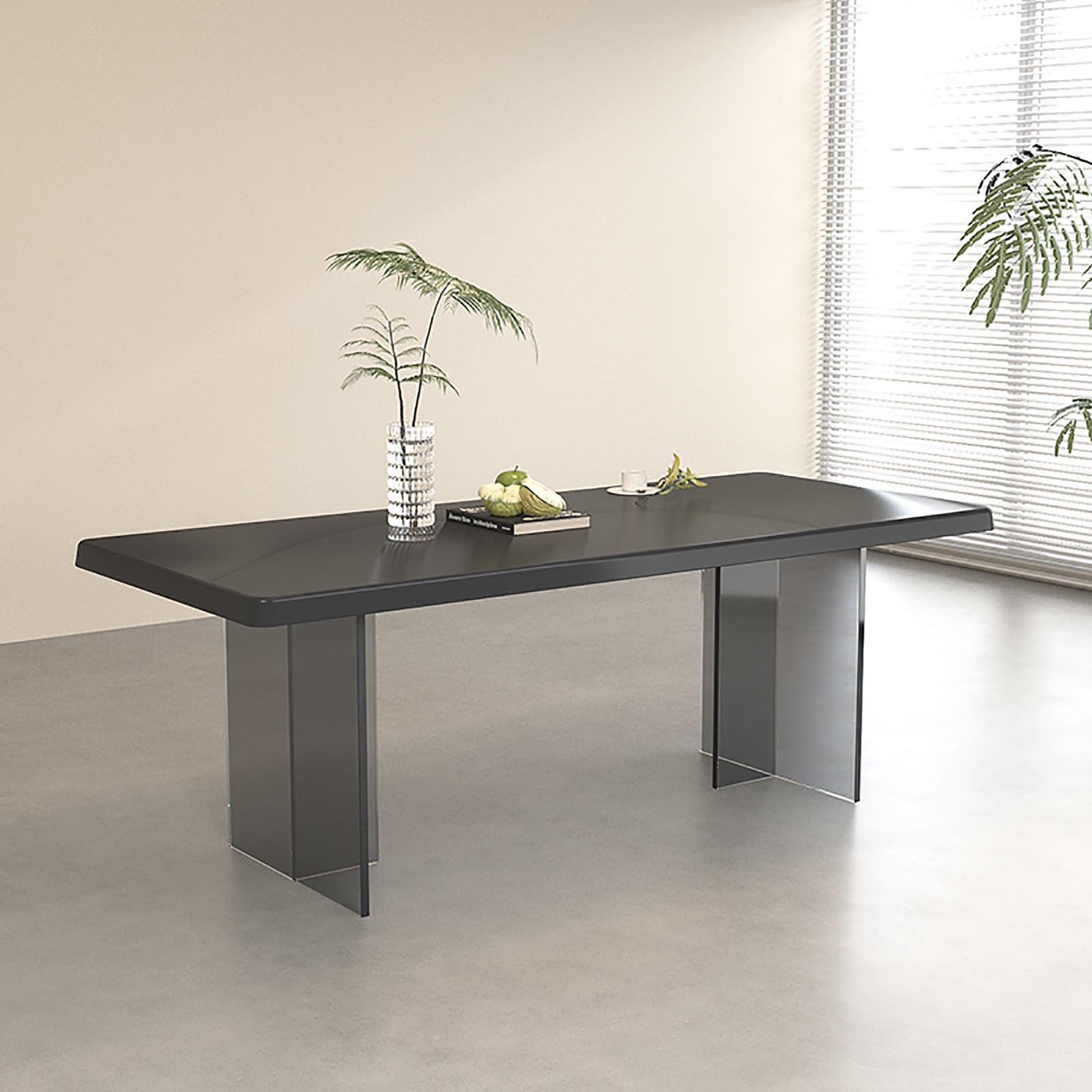 Przezroczyste Czarne Nogi Stołu z Akrylu, Nowoczesne Przezroczyste Nogi Biurka, Nogi Meblowe Transparentne w T dla Stołów Jadalnych & Kawowych DIY(700x600x200mm)