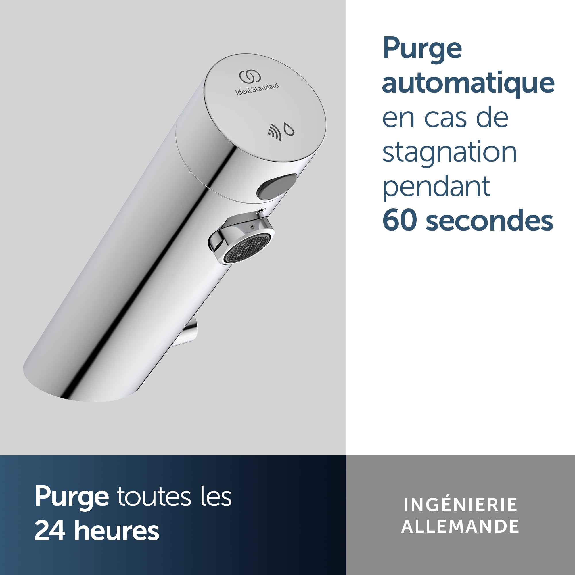 Ideal Standard Sensorflow Mitigeur Infrarouge Robinet sans contact Installation facile Fonctionne sur Batterie A7559AA