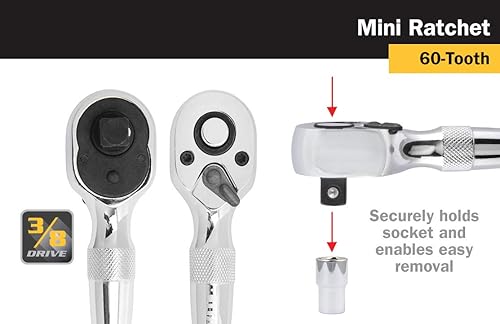 Miniatura 8 de Titan 12103 14 pulgadas y 38 pulgadas de doble unidad x 4-18 pulgadas 60 dientes de doble cabeza mini trinquete