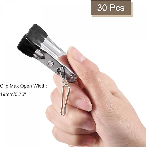 Miniatura 3 de uxcell Clips de lavandería con hebilla, ganchos colgantes de acero inoxidable para ropa de botas, color negro, 2.126 in, 30 unidades