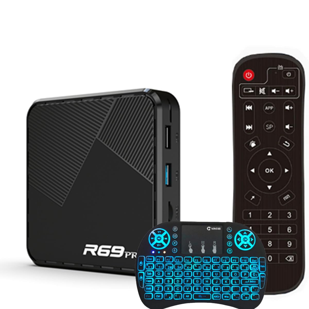 CHROX Android 14.0 TV Box, H728 Quad-Core 64Bit Cortex-A53 Supporto 8K 3D 2.4/5.0Ghz WiFi BT5.0 100/1000M Ethernet DLNA USB 3.0 H.265 con Mini Tastiera Wireless,4gb+64gb