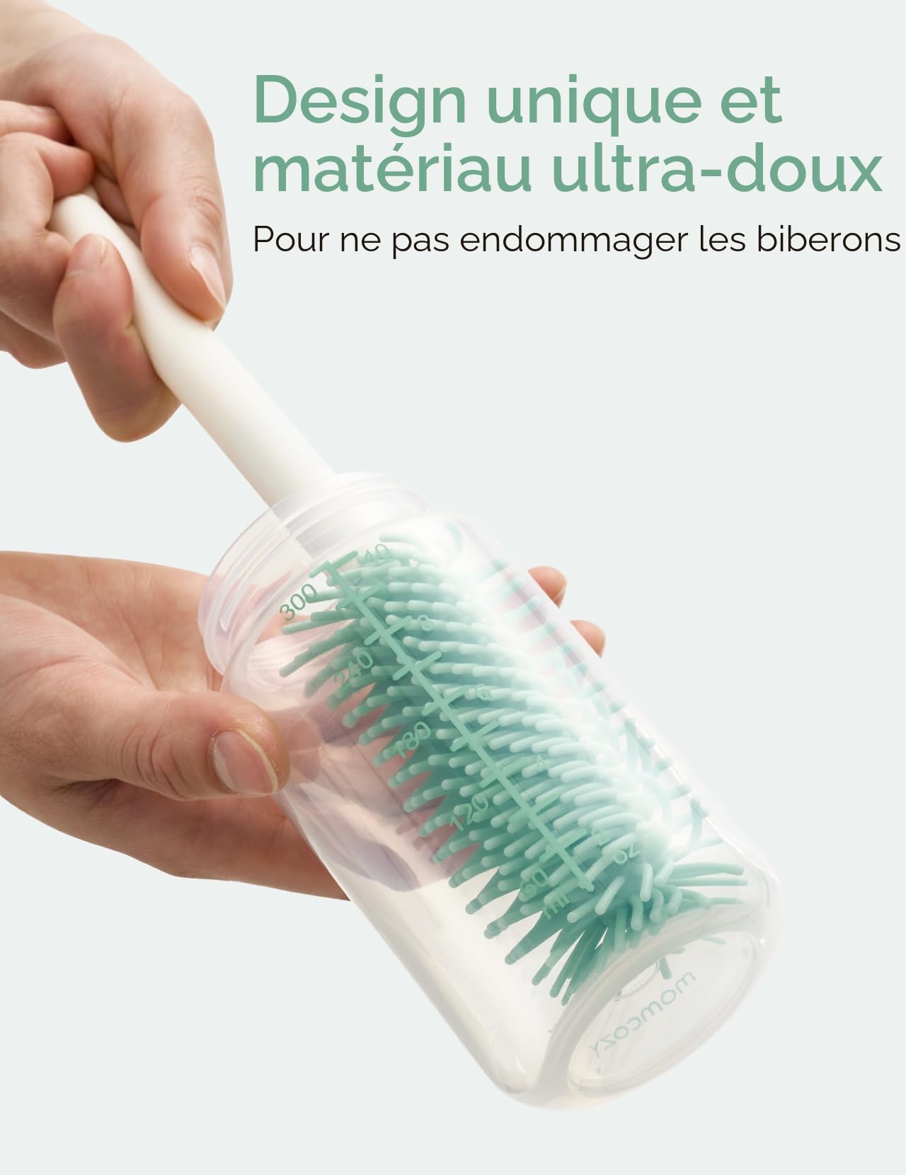 Momcozy Goupillon Biberon Silicone｜Kit Nettoyage Voyage avec Brosse Tétine + Écouvillon + Boîte de Rangement｜Support Séchage Intégré｜Prêt pour Sortie Bébé