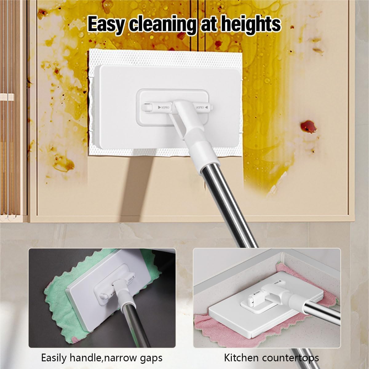 Lazy Mop - Mini fregona giratoria de 360° con toallitas húmedas desechables para piso, diseño de agarre a presión, ideal para baño, cocina y limpieza de suelos (paquete de 1)