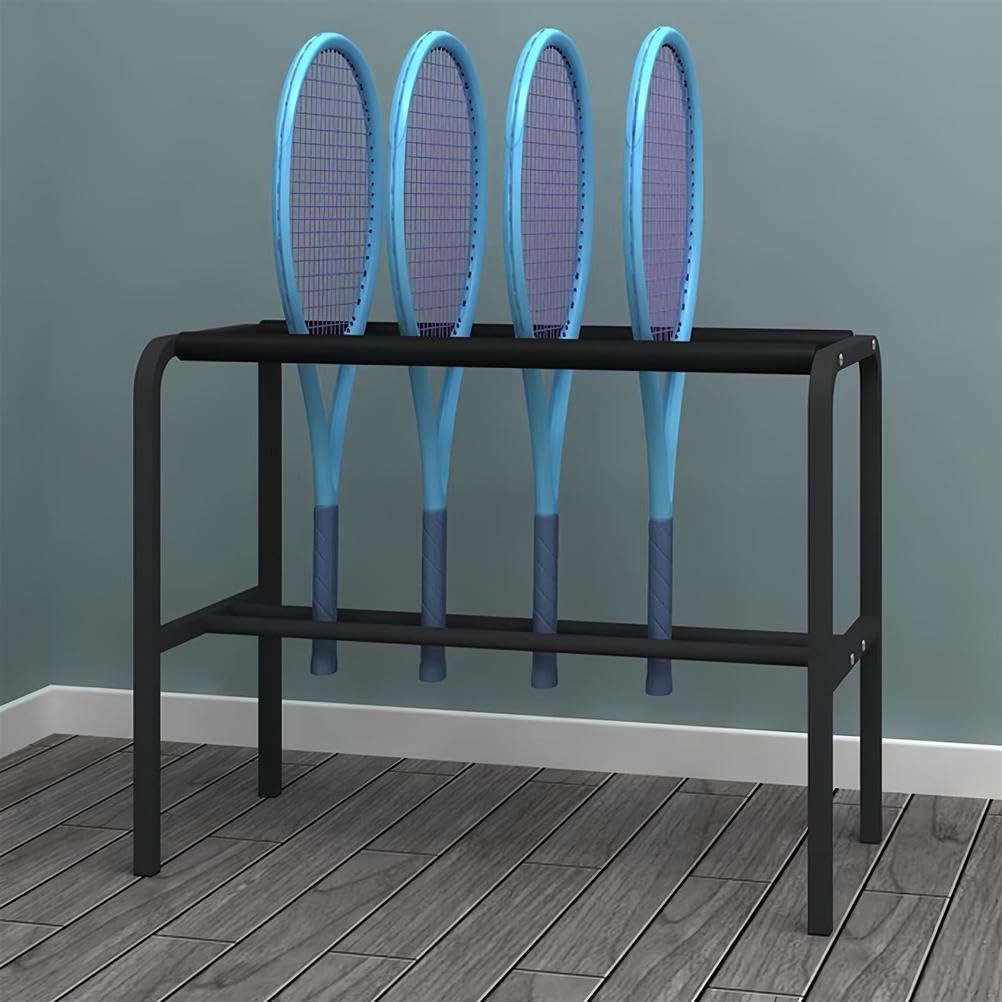 Soporte para raquetas de tenis de hierro de pie con esponja antiarañazos