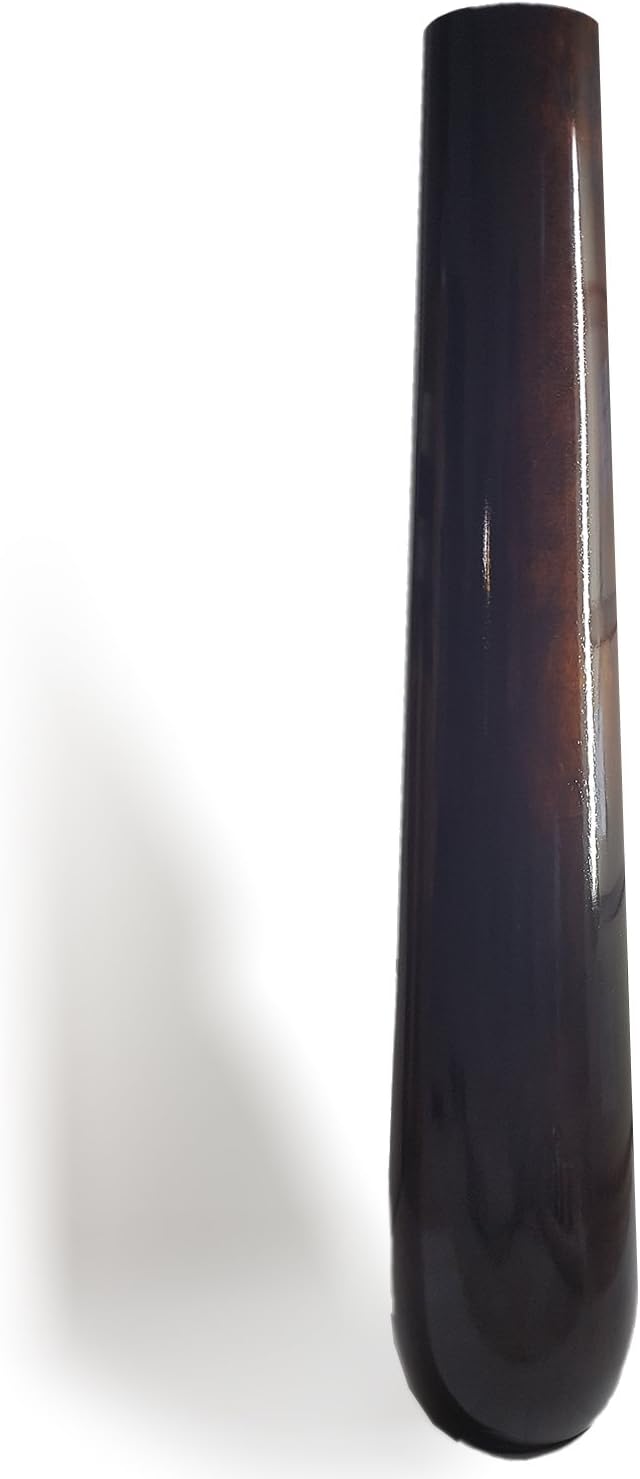 roro Tall Handcarved Wood Floor and Corner Vase, Dark Brown with Glossy Coat, 30 x 6 Inch
