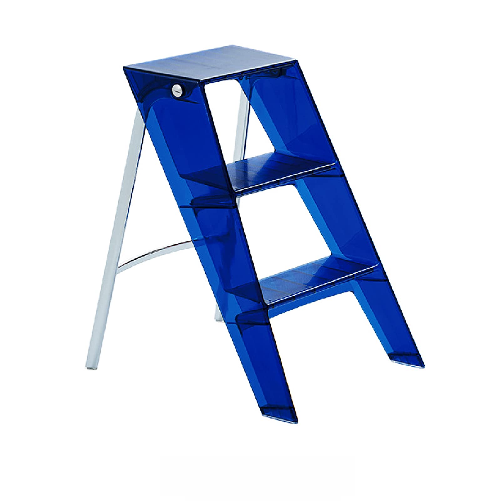 Escalera plegable transparente premium, elegante plataforma de 3 escalones de diseño