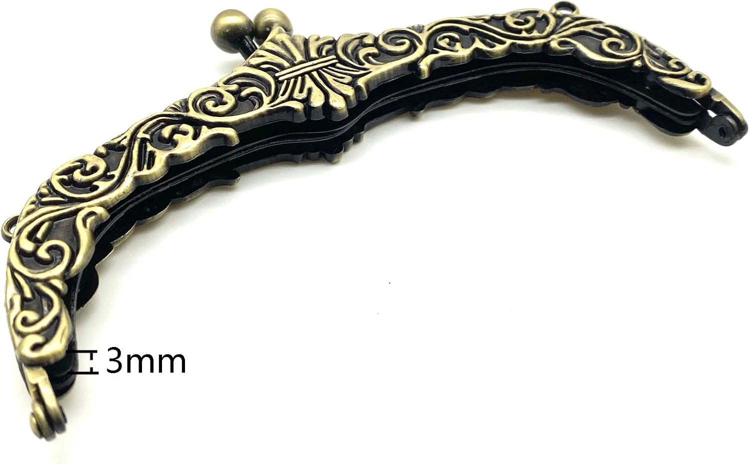 3dancraftit Vintage Fancy Zinc Alloy Emboss Screw on Kiss Clasp Lock Coin Purse Pouch Bag Clutch Frame 5 5/16" x 2 9/16" / 13.5cm x 6.5cm Anti Bronze D8