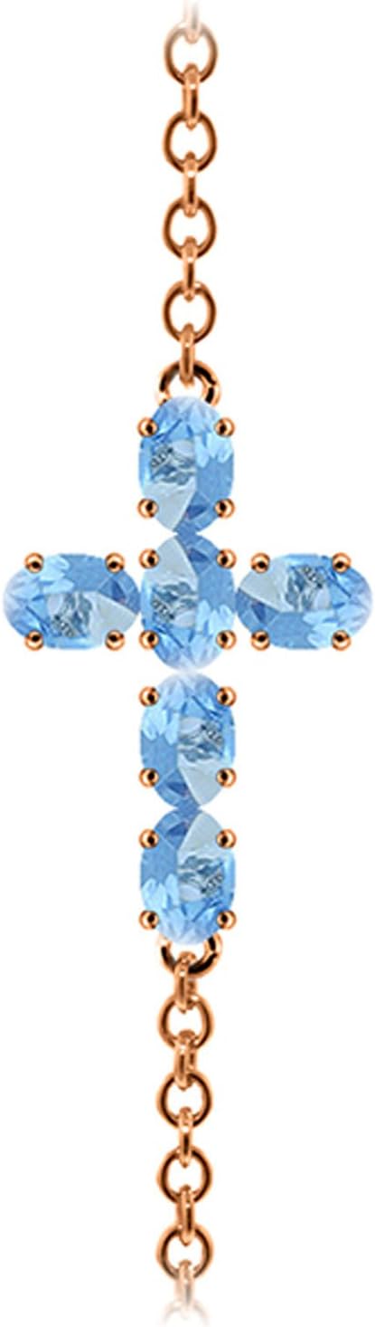Galaxy Gold GG Blue Topaz Cross Bracelet in 14k Rose Gold - Image 3