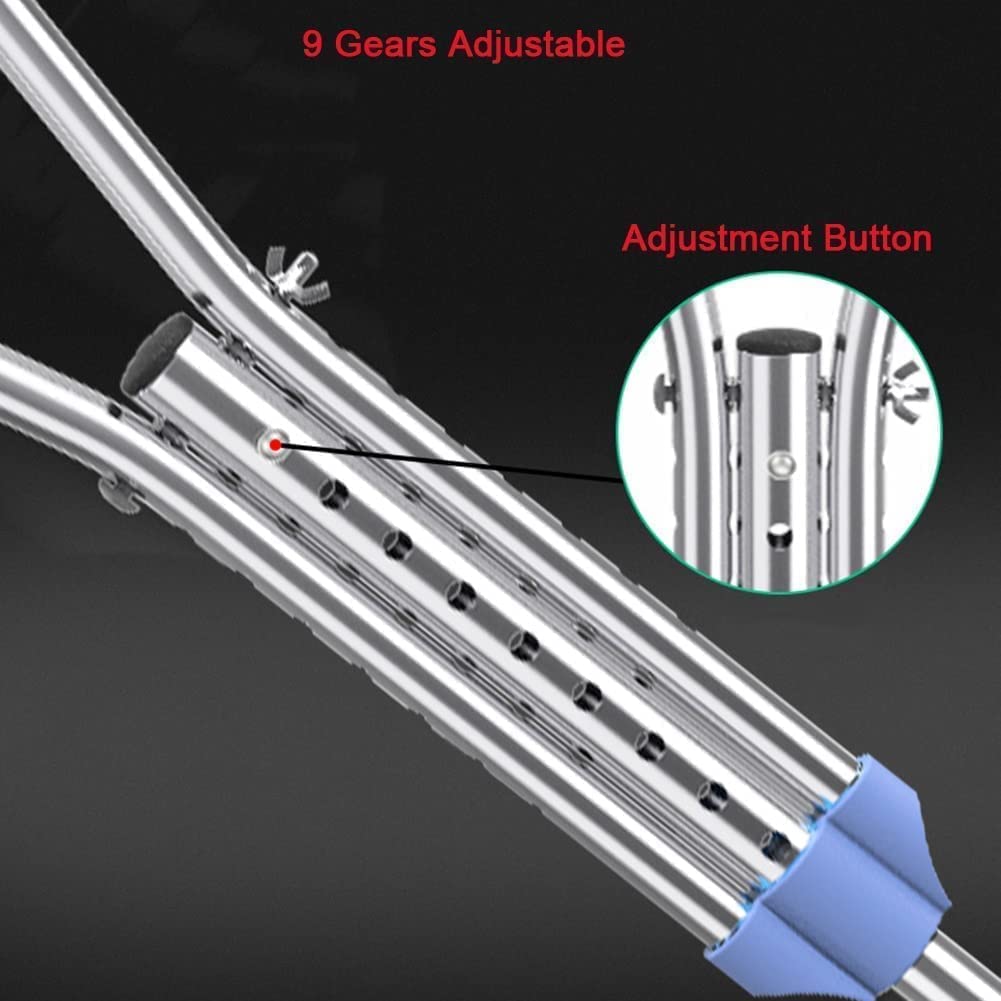SAAKO Seguridad Muletas Muletas Bastones de Acero Inoxidable Capacidad de Peso Bastones para Caminar de 300 Libras Altura Ajustable Bastón médico para Caminar bajo el Brazo Cómodo