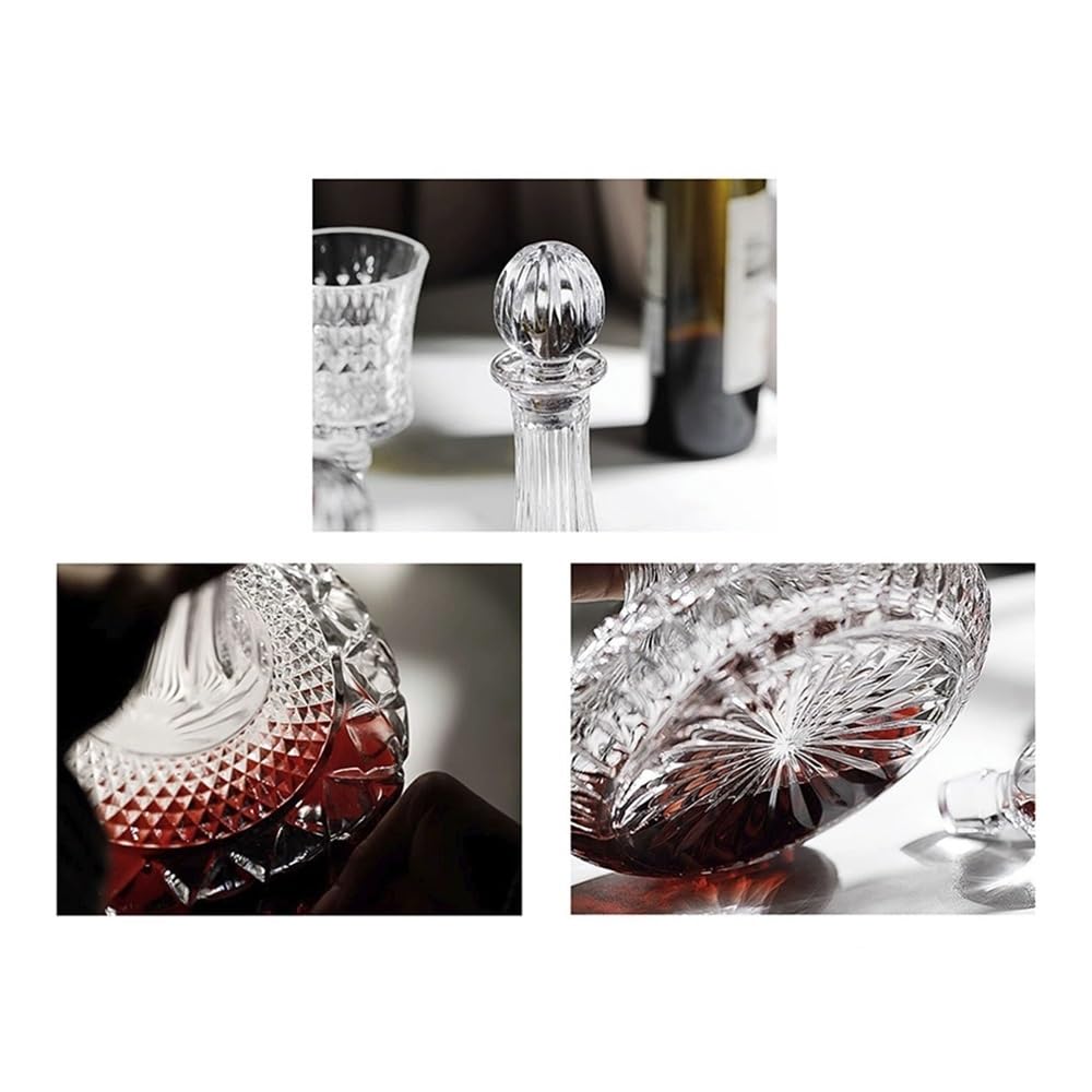 birene Decanter Decanter for Vino a Cascata con Coperchio, caraffa in Cristallo Scintillante for Uso Domestico