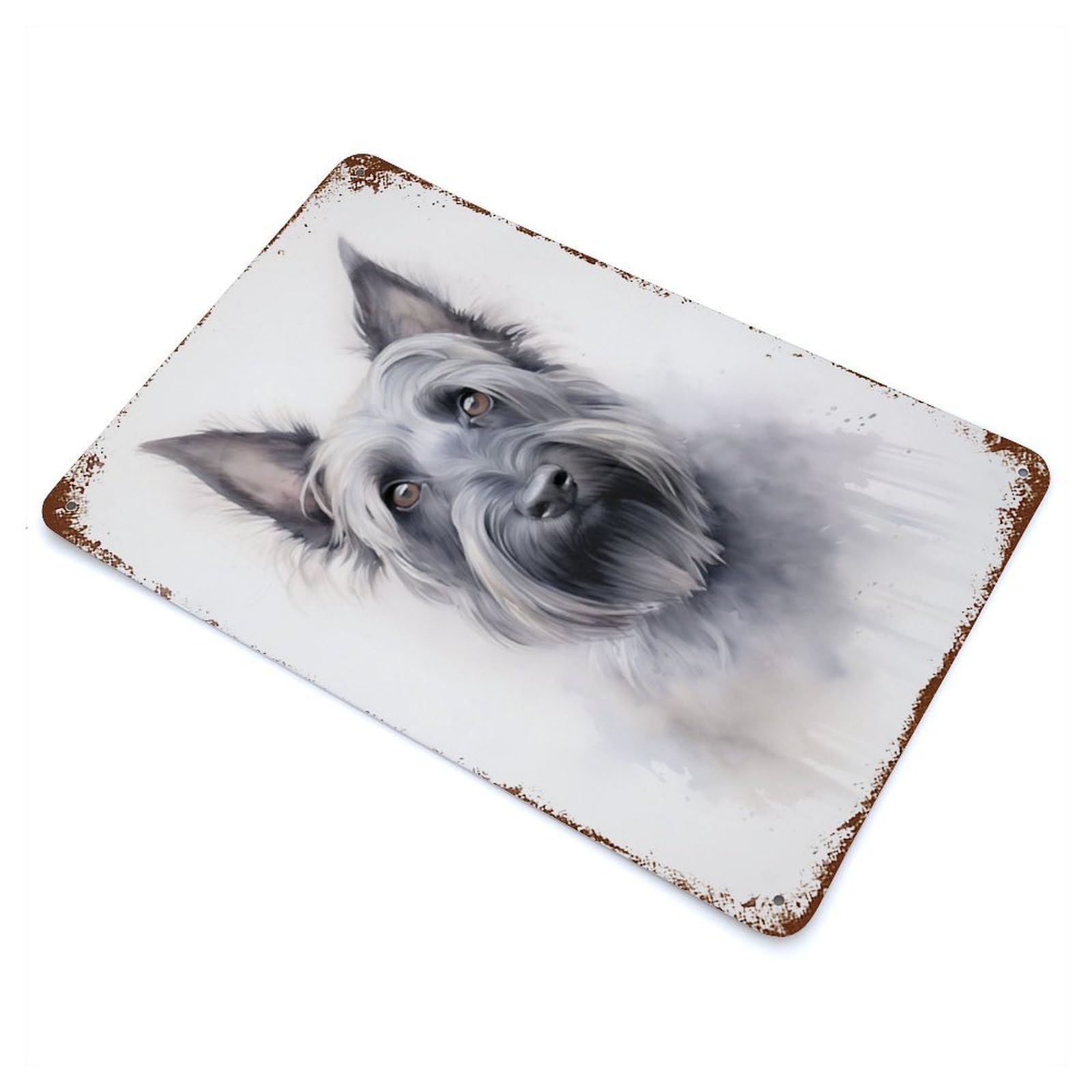 Scottish Terrier Painting Vintage Rust Metal Sign 11.8"x7.9", Classic Wall Plaque for Basement, Hobby Room And Garage Decor