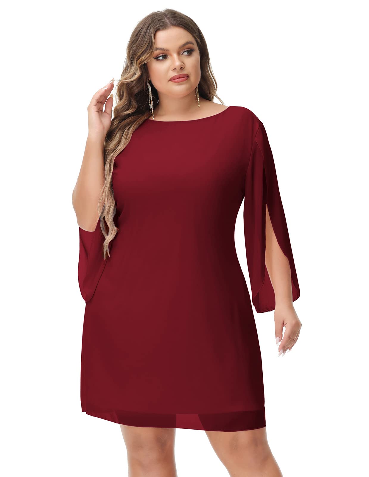 Women's Plus Chiffon Cocktail Dresses for Party Wedding Guest (16W-24W)