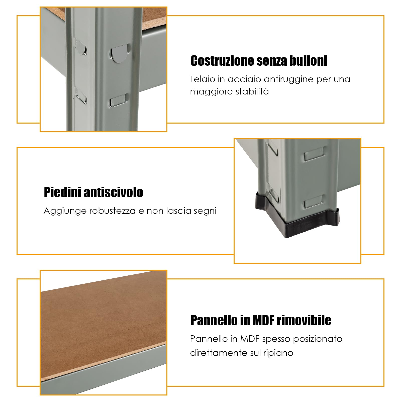 GYMAX Scaffale in Metallo per Garage per Carichi Pesanti 5 Ripiani per Magazzino, Carico 875kg, 90x40x180cm (Grigio)