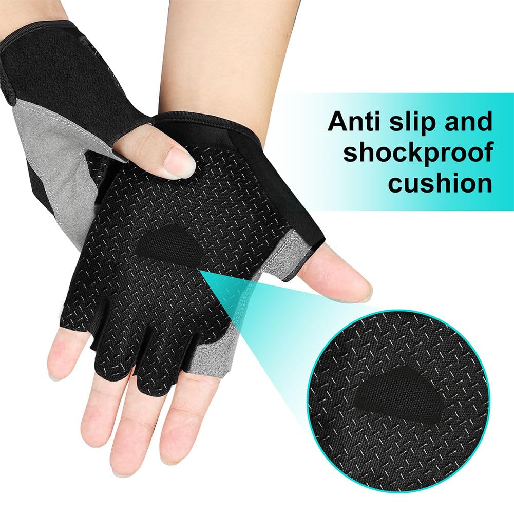 Gants Cyclisme Semi-Doigts Avec Gel - Anti-Choc - Taille XL - Noir - Homme/Femme