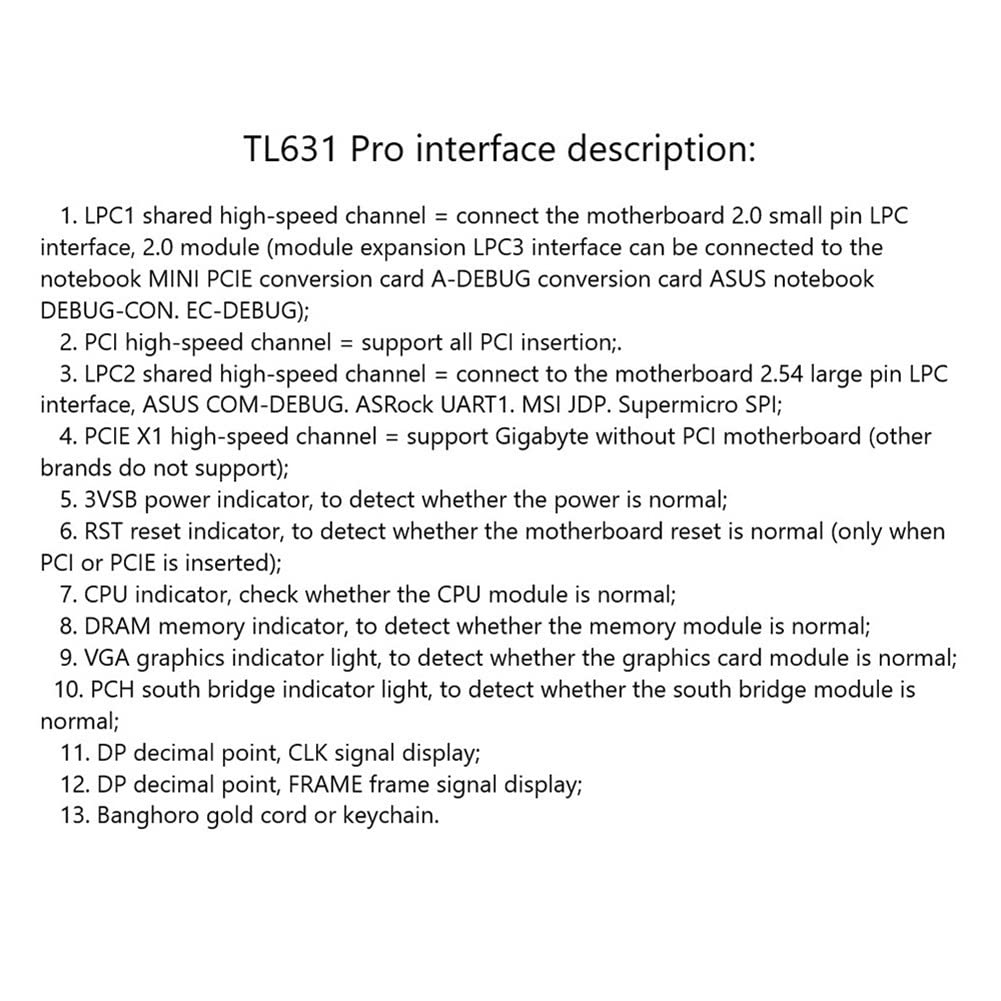 Scheda Diagnostica TL631 PRO LPC-DEBUG + Scheda di Espansione PCI PCI-E Mini PCI-E Scheda Madre Multifunzione