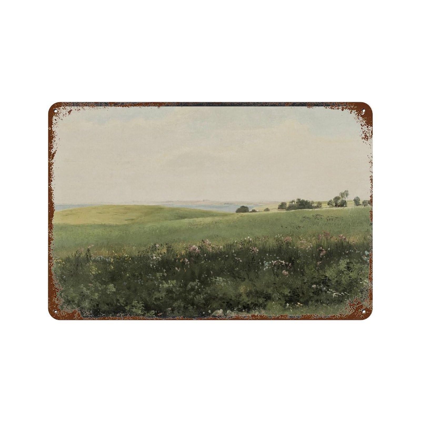 xiaoxiaoshen Meadow at Martha's Vineyard by William M. Harnett Wall Decor Art Metal Tin Poster Modern Home Decor Art Home Bar Shop Decorations Vintage Sign 20x30cm