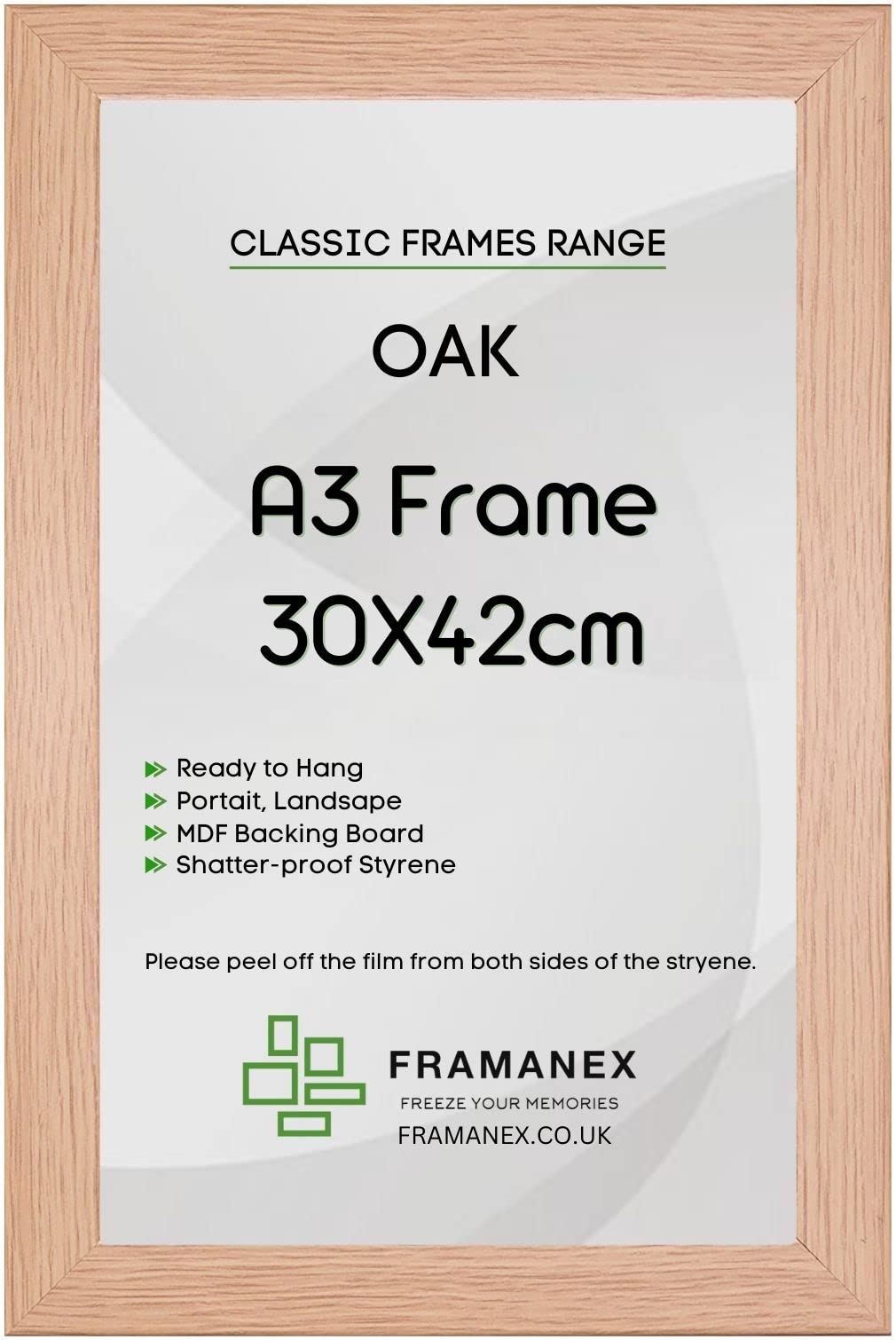 Framanex Oak Modern Colour A3 Picture Photo Poster Frames | A3 Rectangle Picture Frame | Wood Finish Photo Frame