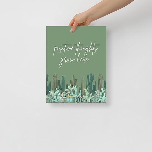 Miniatura 7 de So Sketchy Póster de pensamientos positivos crecen aquí  Póster de positividad  Arte de pared de plantas de cactus