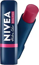 NIVEA Hidratante Labial Hidra Color 2 em 1 Rosa Pink 4,8g - Combina cor intensa e hidratação enriquecida com Manteiga de Karité, Óleo de Amêndoas orgânico e Vitamina E
